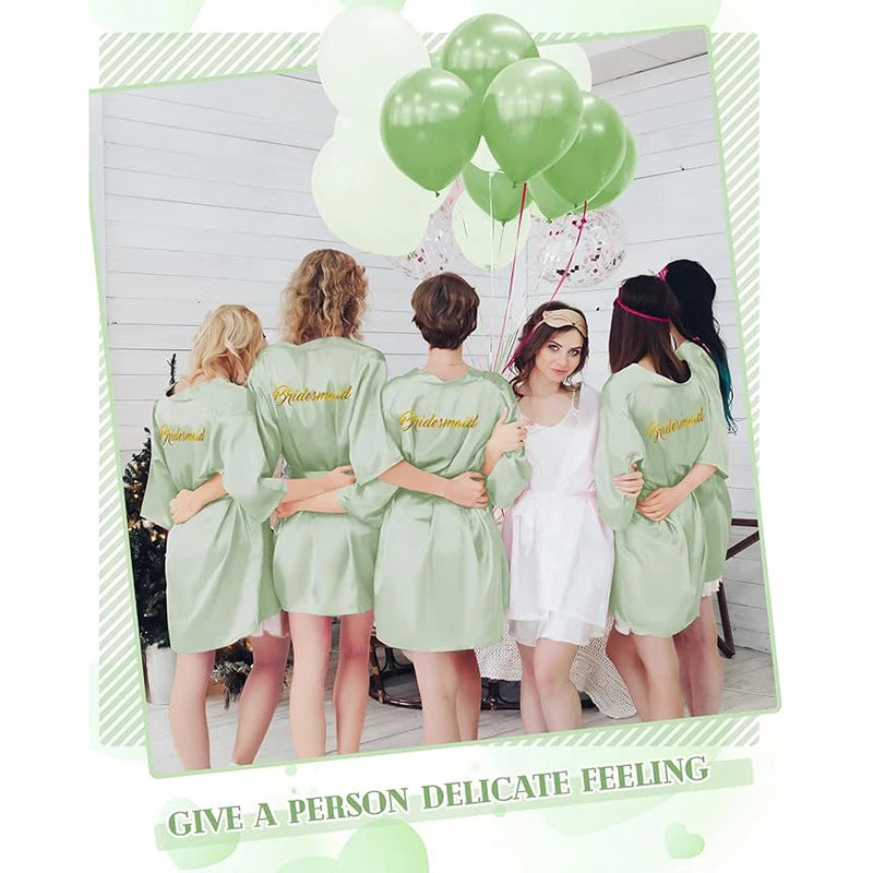 10 قطع من رداء كيمونو العروس المطرز من الساتان لحفلات الزفاف وحفلات الاستحمام للعروس