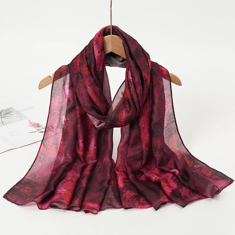 1Pcs Ramadan Hijab Leopard Print Women Bohemian Watercolor Soft Muslim Hijabs Floral Breathable Shawl Wrap Scarf Headscarf Warm