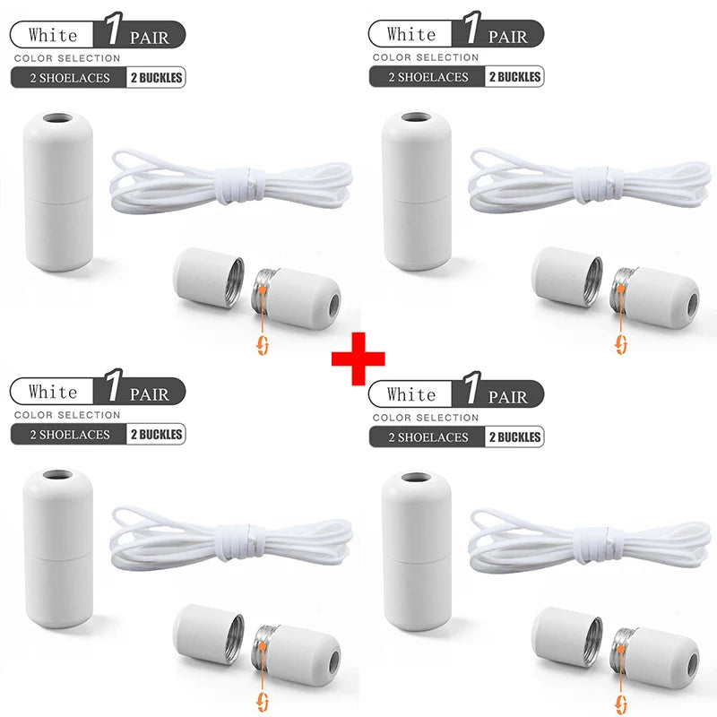 أربطة أحذية مرنة بدون رباط، أربطة أحذية نصف دائرية للأطفال والكبار، أربطة أحذية سريعة الارتداء، أربطة قفل معدنية، أربطة أحذية