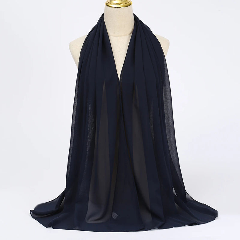 Muslim Chiffon Hijab Scarf Women Long Solid Color Head Wrap For Women Hijabs Scarves Ladies Muslim Veil Jersey Hijabs