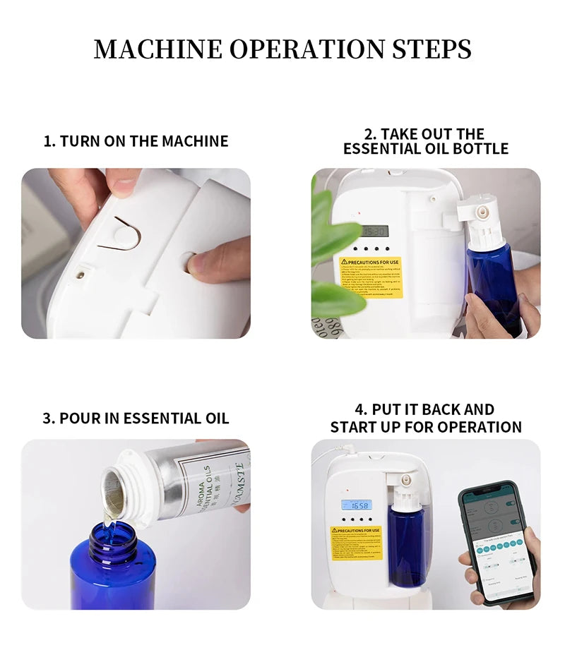 NAMSTE 1000m³ موزع كهربائي للزيوت العطرية، جهاز معطر جو أوتوماتيكي للمنزل، أبيض/أسود