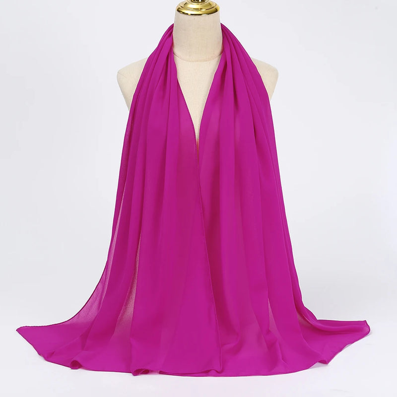 Muslim Chiffon Hijab Scarf Women Long Solid Color Head Wrap For Women Hijabs Scarves Ladies Muslim Veil Jersey Hijabs