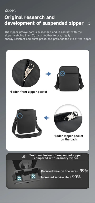 حقائب كتف من Tigernu للرجال، حقائب رسول، حقائب كروسبودي من مادة TPU، حقيبة أنيقة للرجال لأجهزة iPad مقاس 9.7 بوصة، حقيبة سفر صغيرة بحزام