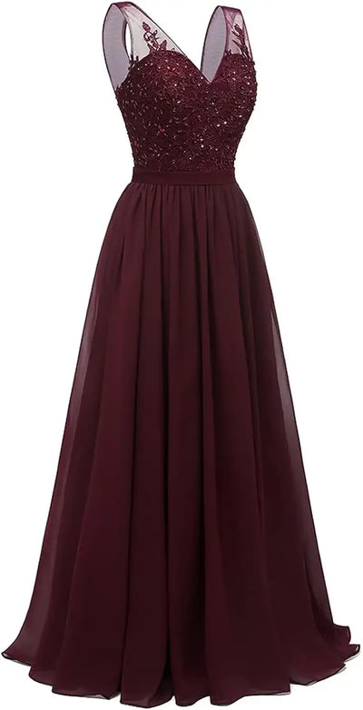 فساتين وصيفات العروس من الشيفون باللون الفيروزي بفتحة على شكل حرف V، طويلة من الدانتيل، مطرزة بالخرز، فساتين سهرة رسمية، توصيل مجاني، ضيف، حفل زفاف