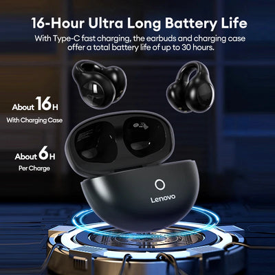 سماعة لينوفو LP25 OWS بلوتوث 5.4 لاسلكية، عمر بطارية طويل، سماعة رأس للألعاب مزودة بخاصية إلغاء الضوضاء، ستيريو عالي الدقة مع ميكروفون