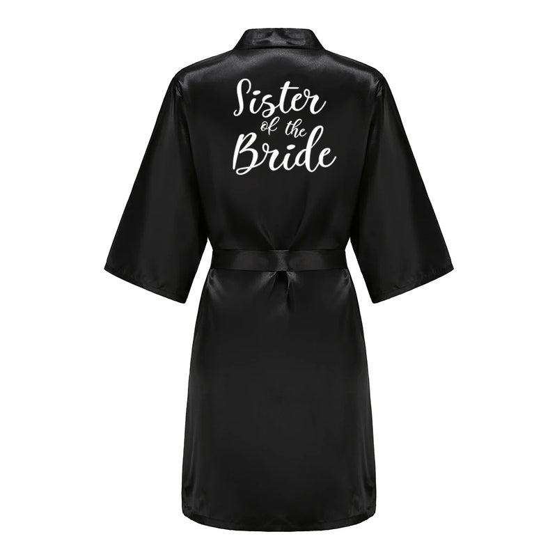 رداء نسائي أسود من الساتان الحريري لحفلات الزفاف وحفلات الزفاف ووصيفات العروس وأرواب كيمونو وملابس نوم