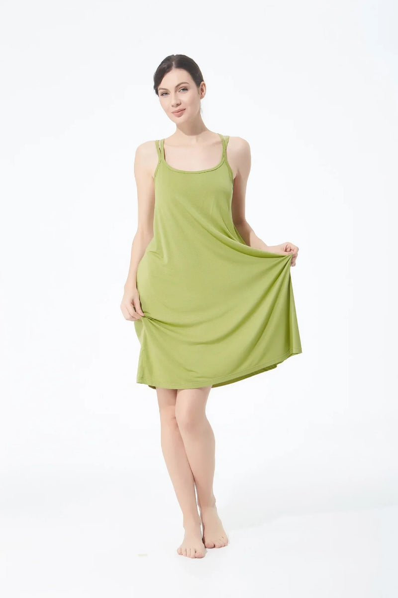 تنورة نسائية كاجوال أنيقة مثيرة مفتوحة الظهر كبيرة الحجم ذات قاعدة خلفية جميلة تنورة منزلية فضفاضة متقاطعة بأكمام طويلة