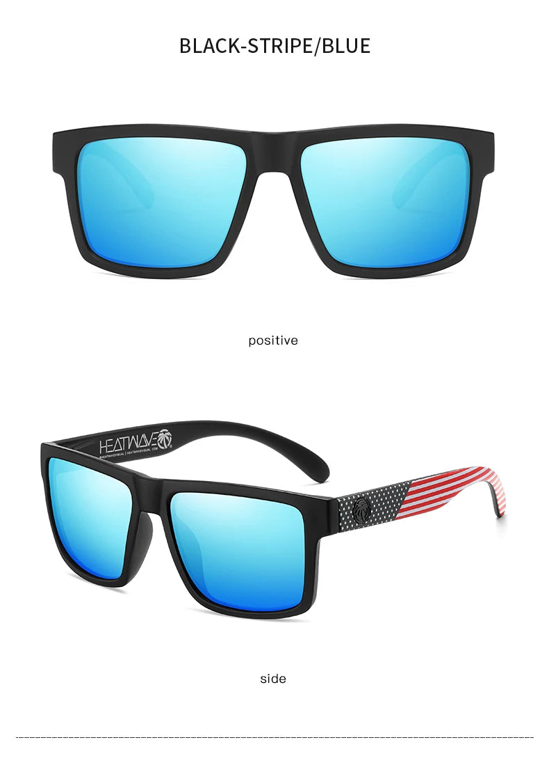 نظارات شمسية جديدة عالية الجودة فاخرة من Heat Wave موديل 2024، نظارات شمسية مستقطبة مربعة العدسات متصلة للنساء والرجال، نظارات شمسية UV400