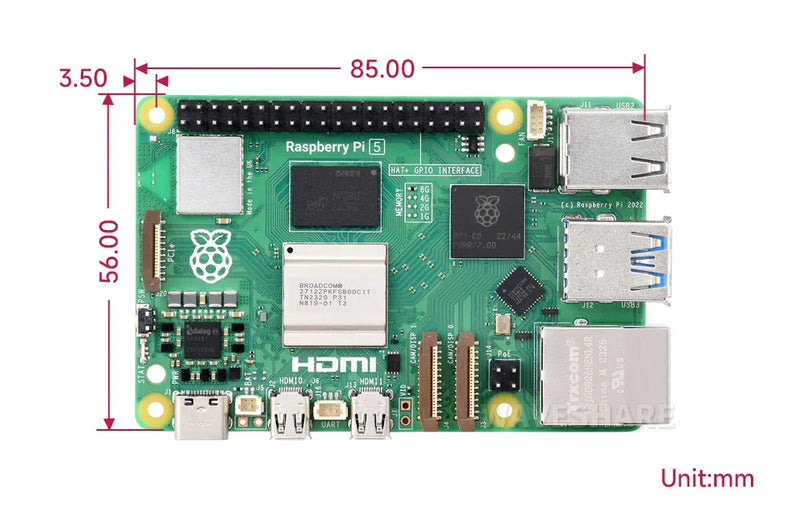 كمبيوتر Raspberry Pi 5 أحادي اللوحة 2.4 جيجاهرتز رباعي النواة 64 بت ARM Cortex-A76 4K HDMI شاشة مزدوجة 16 جيجابايت ذاكرة وصول عشوائي (RAM) واي فاي 6 BT 5.0