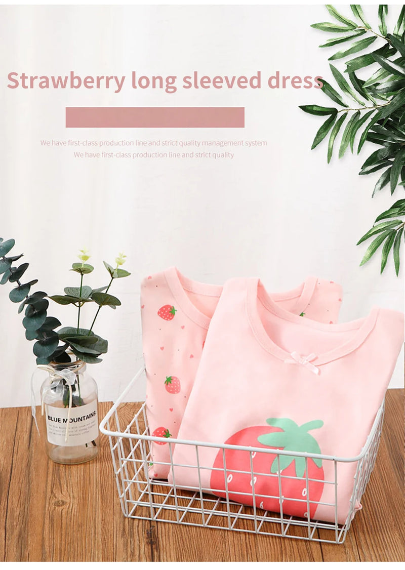 ملابس نوم عصرية مريحة وناعمة من القطن للفتيات بأكمام طويلة قمصان نوم أميرات للأطفال مريحة للأطفال