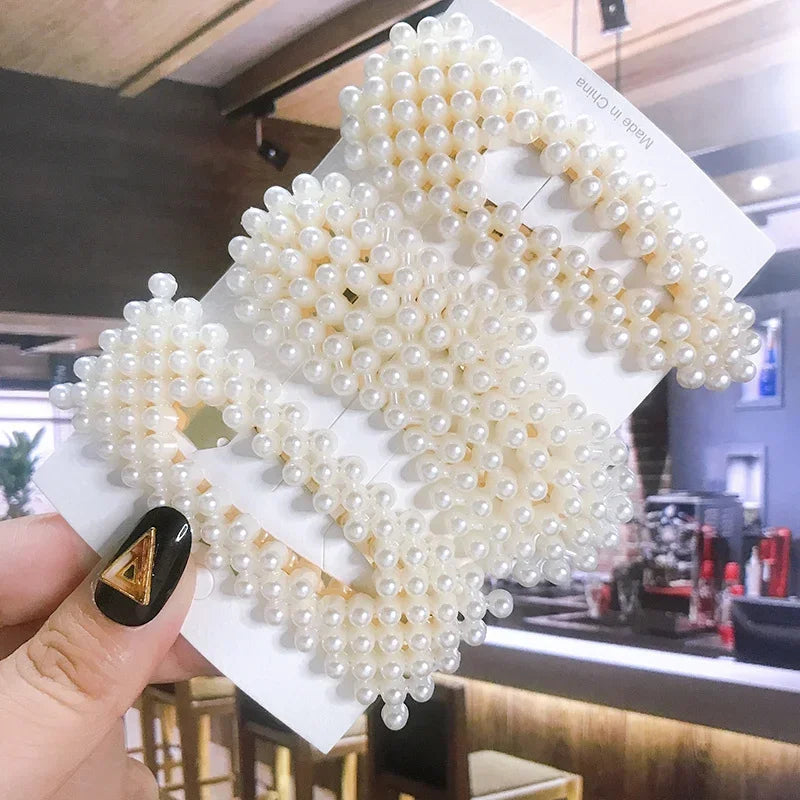 مجموعة واحدة من دبابيس الشعر المصنوعة يدويًا من اللؤلؤ للنساء، دبابيس شعر هندسية أنيقة على شكل زهرة، أغطية رأس للبنات، دبابيس شعر جميلة، إكسسوارات شعر