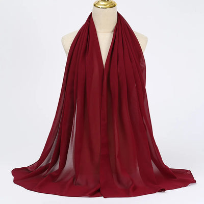 Muslim Chiffon Hijab Scarf Women Long Solid Color Head Wrap For Women Hijabs Scarves Ladies Muslim Veil Jersey Hijabs