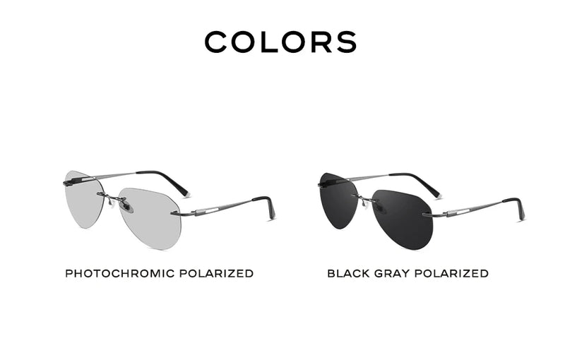 نظارات شمسية جديدة من كابوني للرجال، مستقطبة، عدسات فوتوكرومية سوداء، خفيفة الوزن للغاية، بدون إطار، نظارات قيادة BS22003