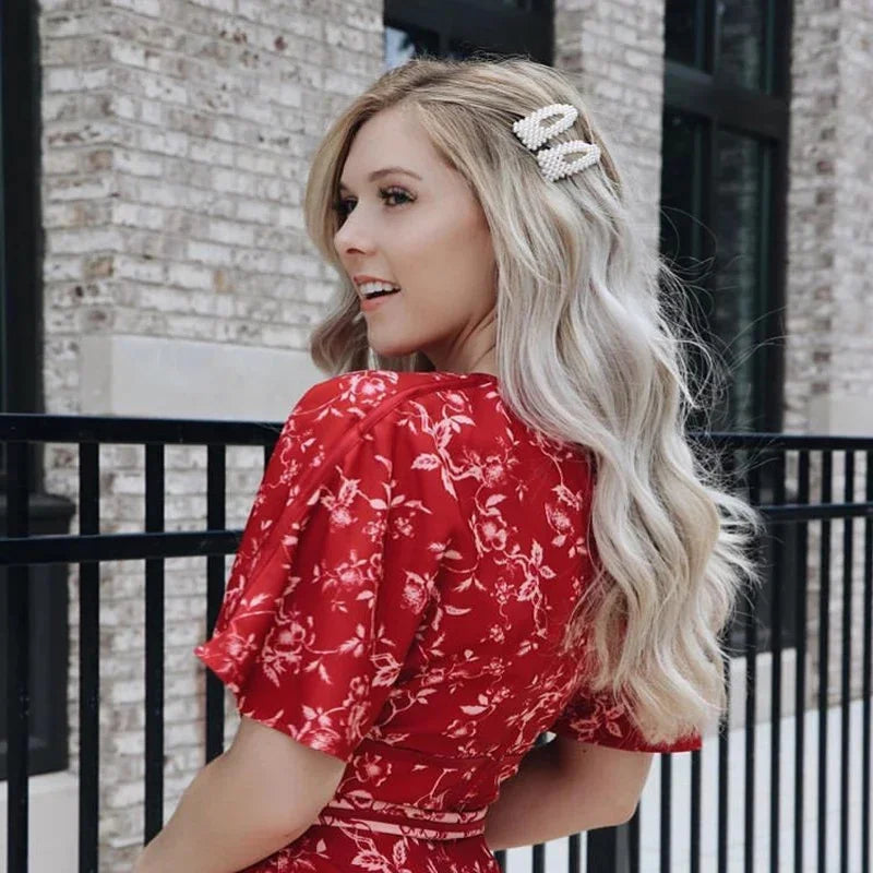 مجموعة واحدة من دبابيس الشعر المصنوعة يدويًا من اللؤلؤ للنساء، دبابيس شعر هندسية أنيقة على شكل زهرة، أغطية رأس للبنات، دبابيس شعر جميلة، إكسسوارات شعر