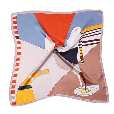 وشاح مربع نسائي من حرير التوت الخالص 100% مطبوع عليه رباط رأس ووشاح فاخر لزينة الشعر النسائية وأوشحة باندانا نسائية 53 سم