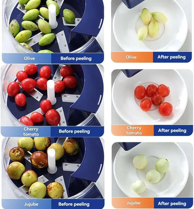 آلة تقشير أوتوماتيكية، مقشرة كهربائية للثوم، أداة إزالة قشر الطماطم الكرزية للفواكه، أداة مطبخ فعالة لتقشير الفواكه