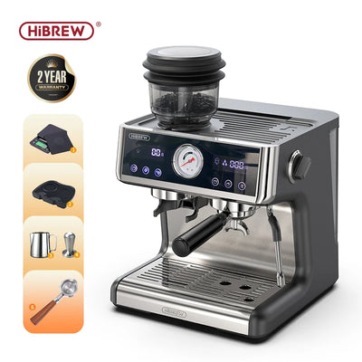 ماكينة صنع قهوة HiBREW بنظام الغلاية المزدوجة Barista Pro 20Bar من حبوب البن إلى الإسبريسو مع مجموعة كاملة للمقهى والفندق والمطعم H7A