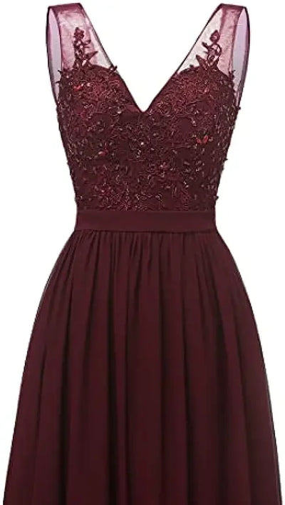 فساتين وصيفات العروس من الشيفون باللون الفيروزي بفتحة على شكل حرف V، طويلة من الدانتيل، مطرزة بالخرز، فساتين سهرة رسمية، توصيل مجاني، ضيف، حفل زفاف