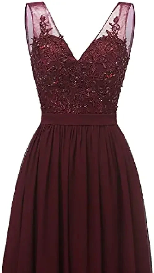 فساتين وصيفات العروس من الشيفون باللون الفيروزي بفتحة على شكل حرف V، طويلة من الدانتيل، مطرزة بالخرز، فساتين سهرة رسمية، توصيل مجاني، ضيف، حفل زفاف