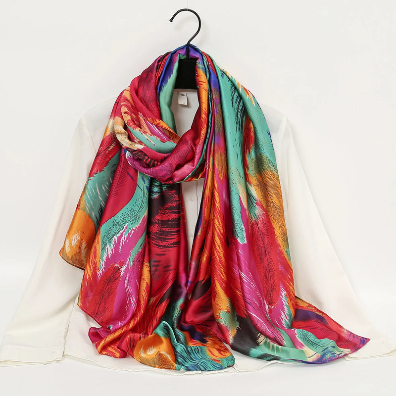 2024 جديد شال حرير ساتان حجاب نسائي شالات مرقعة وشاح رأس نسائي شال أنيق شال ناعم من الباشمينا