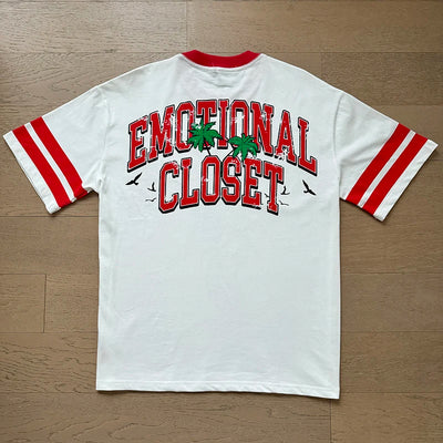 تي شيرت رجالي ونسائي فضفاض كاجوال برقبة دائرية وأكمام قصيرة، مطبوع عليه ملاك من High Street Fashion Hot Drill Streetwear MIXED EMOTION