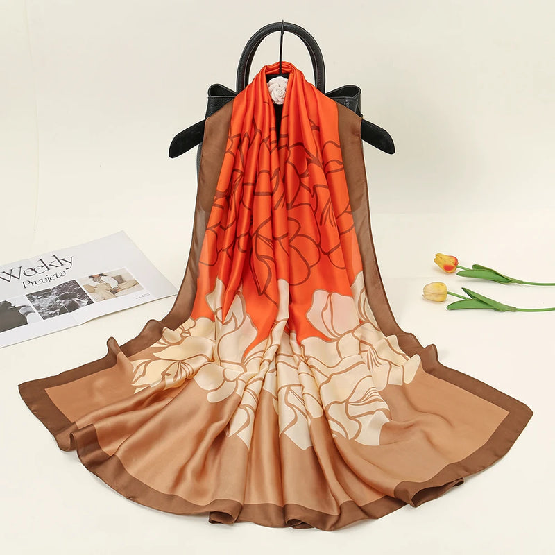 2024 جديد شال حرير ساتان حجاب نسائي شالات مرقعة وشاح رأس نسائي شال أنيق شال ناعم من الباشمينا