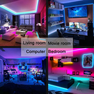 Bluetooth LED Strip Lights Smart SMD 5050 APP Remote Control Flexible Ribbon Diode Lamp Tape TV Backlights Game Room Home Decor