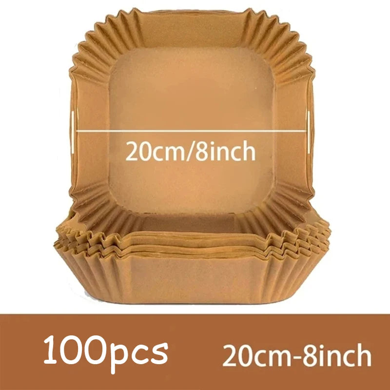 50 قطعة من ورق المقلاة الهوائية القابل للاستخدام مرة واحدة، ورق غير لاصق للخبز، بطانات ورق المقلاة الهوائية المستديرة، ملحقات ورقية للمطبخ