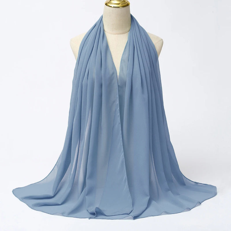 Muslim Chiffon Hijab Scarf Women Long Solid Color Head Wrap For Women Hijabs Scarves Ladies Muslim Veil Jersey Hijabs