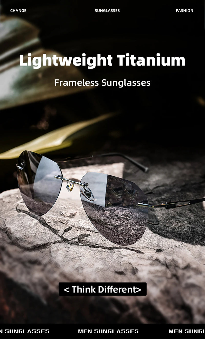 نظارات شمسية جديدة من كابوني للرجال، مستقطبة، عدسات فوتوكرومية سوداء، خفيفة الوزن للغاية، بدون إطار، نظارات قيادة BS22003