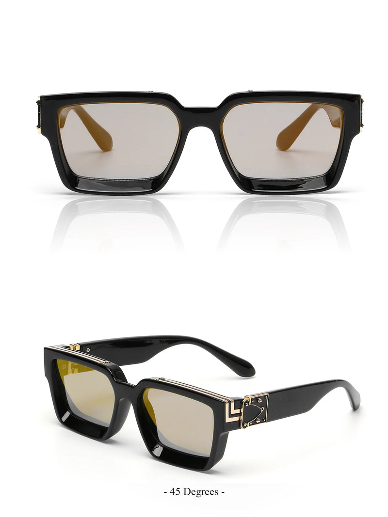 نظارات شمسية فاخرة من Ruiao Retro Black Millionaire Shades 2025 للرجال من تصميم العلامة التجارية الشهيرة نظارات شمسية مربعة للرجال والنساء