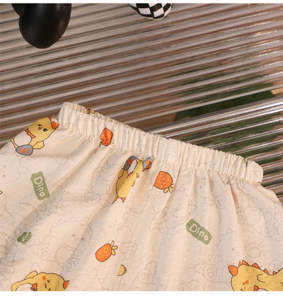 ملابس نوم جديدة للأطفال برسومات كرتونية لطيفة، قطعتين، بيجامات منزلية رقيقة للربيع والصيف للأولاد والبنات، ملابس مكيفة