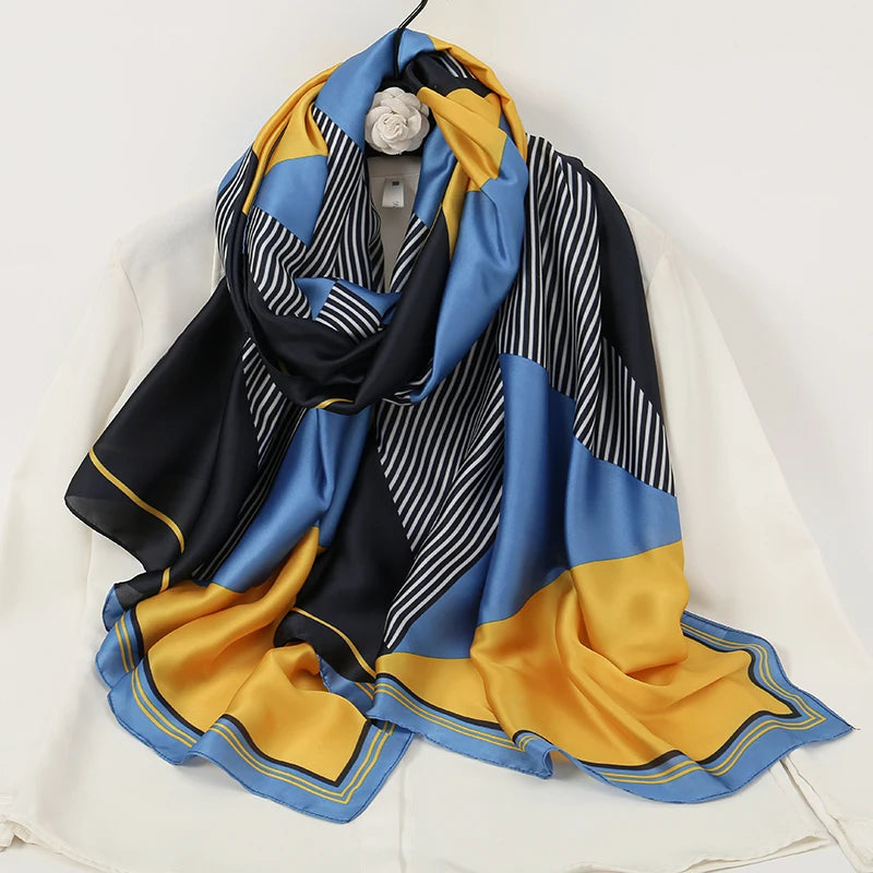 2024 جديد شال حرير ساتان حجاب نسائي شالات مرقعة وشاح رأس نسائي شال أنيق شال ناعم من الباشمينا