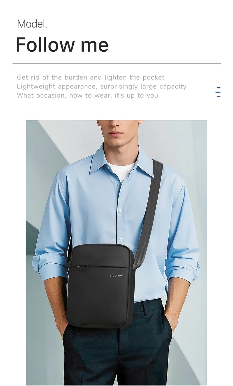 حقائب كتف من Tigernu للرجال، حقائب رسول، حقائب كروسبودي من مادة TPU، حقيبة أنيقة للرجال لأجهزة iPad مقاس 9.7 بوصة، حقيبة سفر صغيرة بحزام