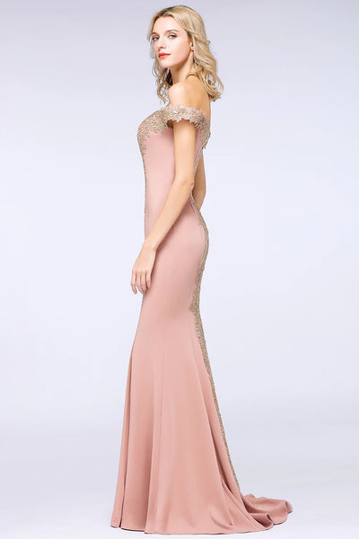 فساتين وصيفات العروس مثيرة مزينة بالذهب اللامع للنساء بدون أكتاف حورية البحر طويلة على شكل حرف A لحفلات الزفاف والضيوف