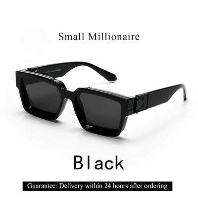 نظارات شمسية فاخرة من Ruiao Retro Black Millionaire Shades 2025 للرجال من تصميم العلامة التجارية الشهيرة نظارات شمسية مربعة للرجال والنساء