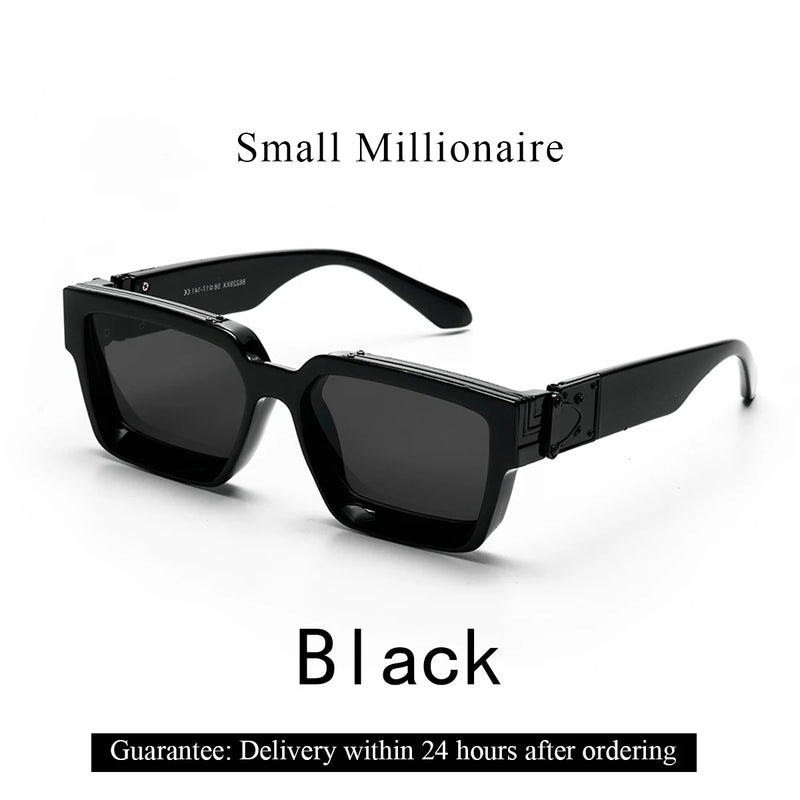 نظارات شمسية فاخرة من Ruiao Retro Black Millionaire Shades 2025 للرجال من تصميم العلامة التجارية الشهيرة نظارات شمسية مربعة للرجال والنساء