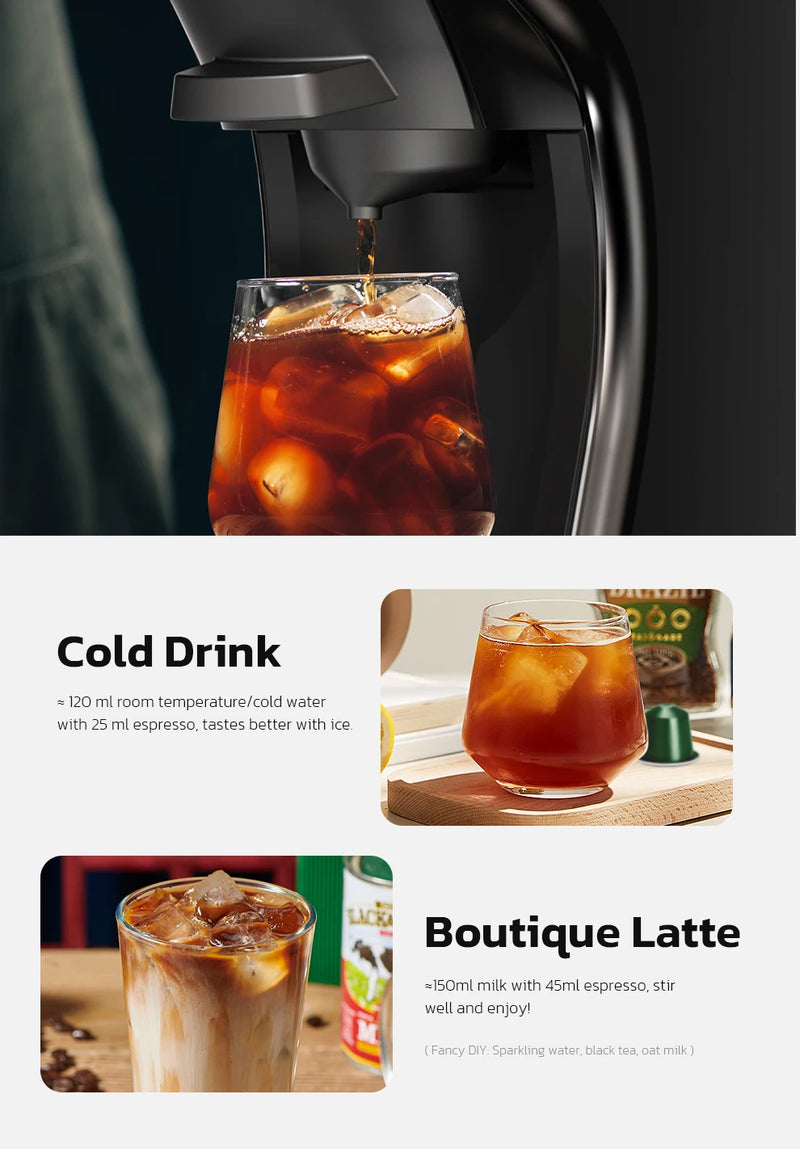 ماكينة صنع قهوة كبسولة هاي برو 6 في 1، متعددة الاستخدامات، ساخنة/باردة، قهوة إسبريسو كافيتيرا كابتشينو، ماكينة صنع قهوة دولتشي جوستو نسبرسو بودرة H1B