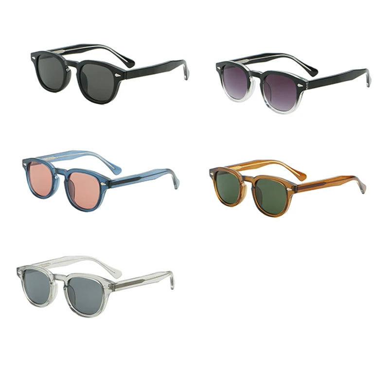 نظارة شمسية CATERSIDE الرجالية المستديرة ذات الإطار المعدني من حمض البروبيونيك مع دبوس معدني فاخر للنساء نظارات شمسية رياضية وترفيهية للحفلات UV400