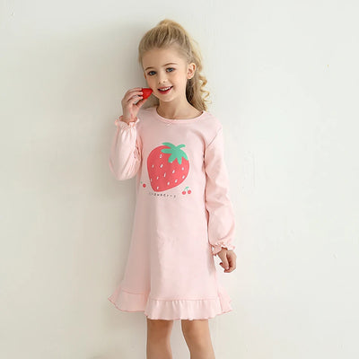 ملابس نوم عصرية مريحة وناعمة من القطن للفتيات بأكمام طويلة قمصان نوم أميرات للأطفال مريحة للأطفال