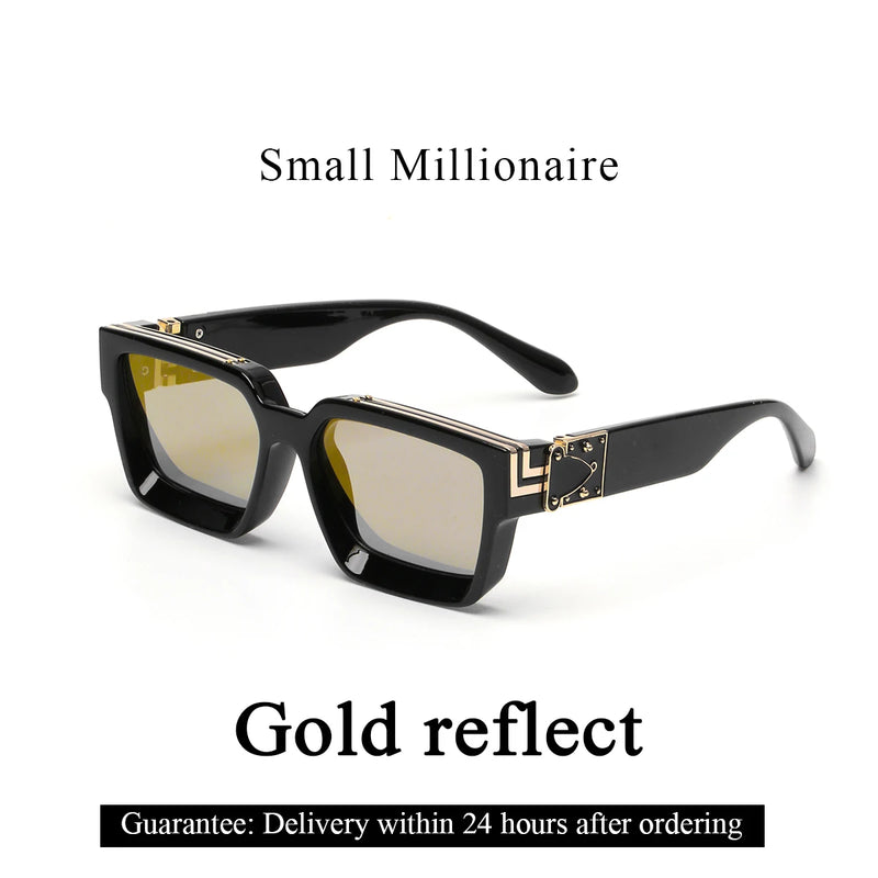 نظارات شمسية فاخرة من Ruiao Retro Black Millionaire Shades 2025 للرجال من تصميم العلامة التجارية الشهيرة نظارات شمسية مربعة للرجال والنساء