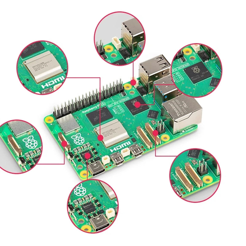 Raspberry Pi 5 2 جيجابايت 4 جيجابايت 8 جيجابايت رام لوحة 2.4 جيجا هرتز وحدة معالجة مركزية 64 بت بلوتوث واي فاي
