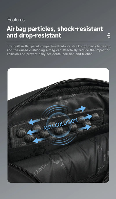 حقائب كتف من Tigernu للرجال، حقائب رسول، حقائب كروسبودي من مادة TPU، حقيبة أنيقة للرجال لأجهزة iPad مقاس 9.7 بوصة، حقيبة سفر صغيرة بحزام