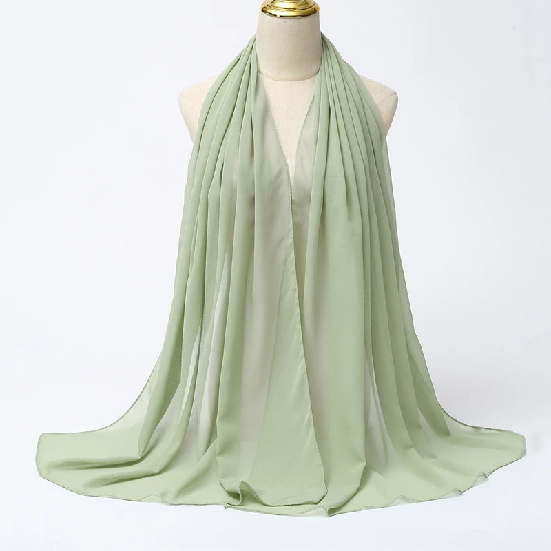 Muslim Chiffon Hijab Scarf Women Long Solid Color Head Wrap For Women Hijabs Scarves Ladies Muslim Veil Jersey Hijabs