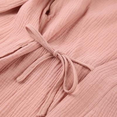 أردية حمام نسائية طويلة من قماش الموسلين 100% قطن، شاش، بأكمام طويلة، كاجوال فضفاضة، قابلة للتنفس، ضمادة صلبة، ملابس نوم ماكسي