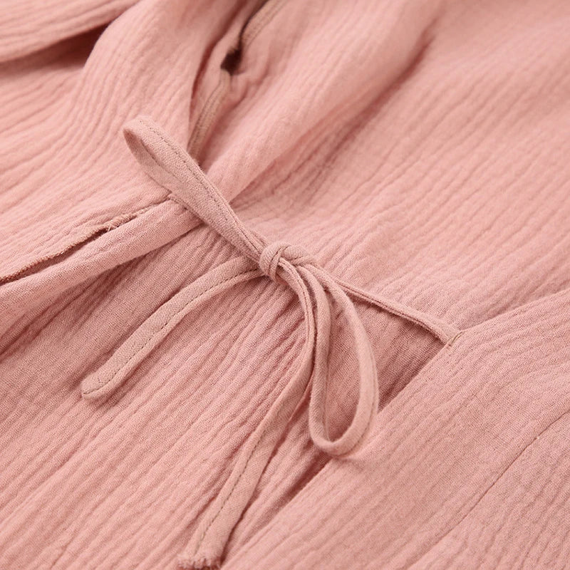 أردية حمام نسائية طويلة من قماش الموسلين 100% قطن، شاش، بأكمام طويلة، كاجوال فضفاضة، قابلة للتنفس، ضمادة صلبة، ملابس نوم ماكسي