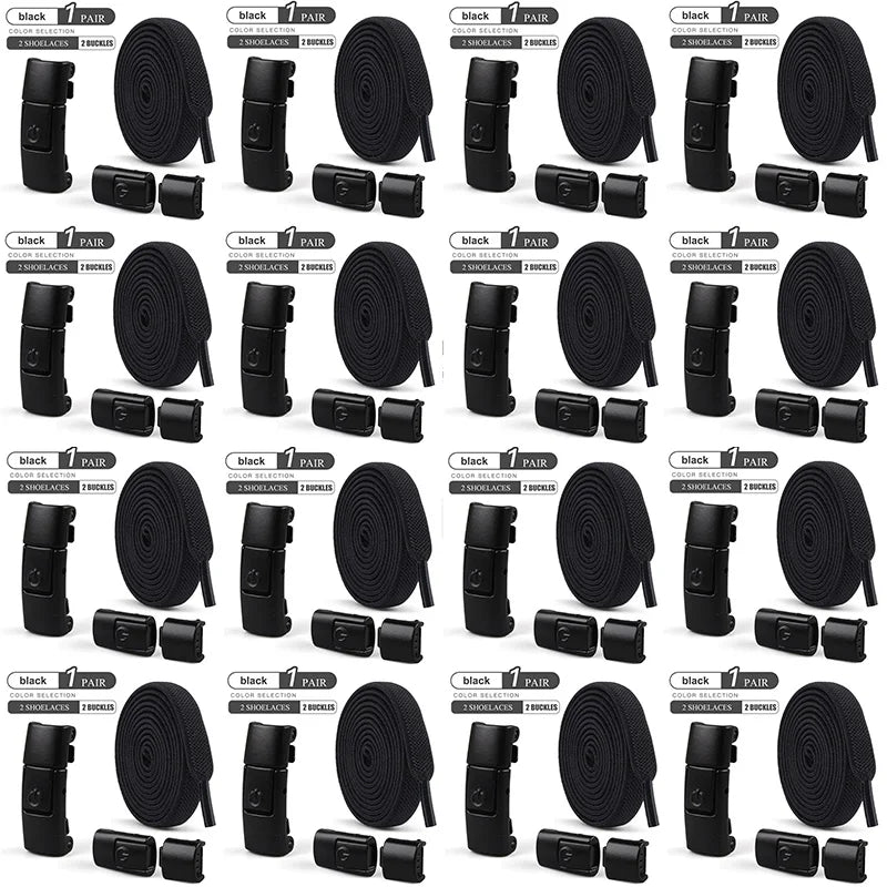 أربطة أحذية بدون رباط مقاس 8 مم، أربطة أحذية بقفل ضاغط بدون رباط، أربطة مرنة للأحذية الرياضية للأطفال والكبار، أربطة أحذية مسطحة واسعة للأحذية