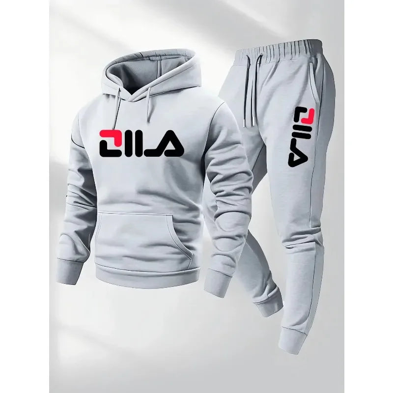 بدلة رجالية كاجوال للربيع والخريف 2025، سترة بغطاء للرأس وبنطلون رياضي، بدلة مريحة 2 في 1 مناسبة لكل من الرجال والنساء