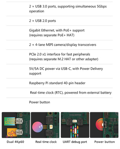 لوحة Raspberry Pi 5 Cortex-A76 Linux 4GB 8GB Arm Board Python Programlama PCIe Gigabit Ethernet USB3.0