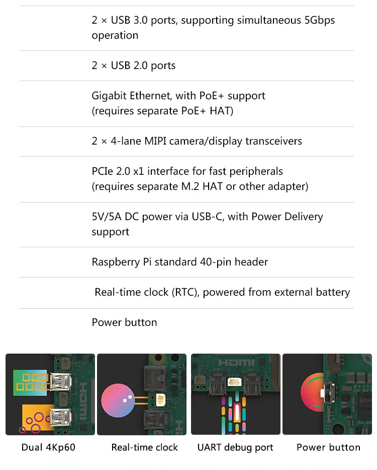 لوحة Raspberry Pi 5 Cortex-A76 Linux 4GB 8GB Arm Board Python Programlama PCIe Gigabit Ethernet USB3.0